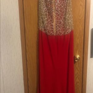 Red and silver prom dress